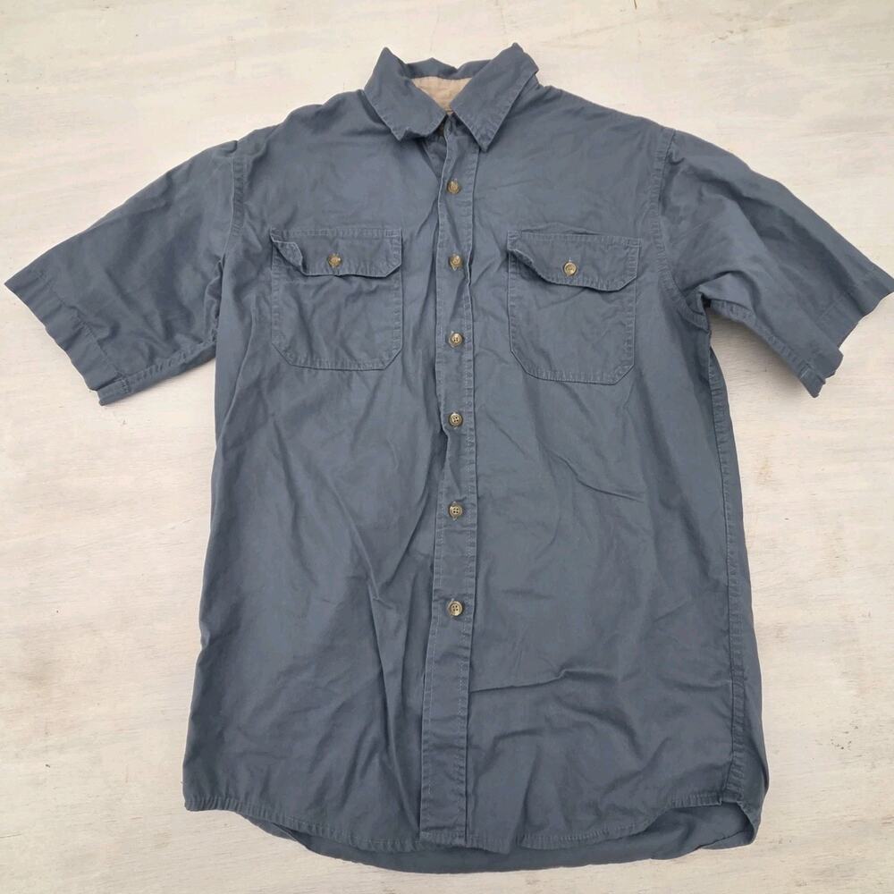 Wrangler Authentic Shirts Men's Small Blue Short Sleeve Button Up Shirt Outdoors